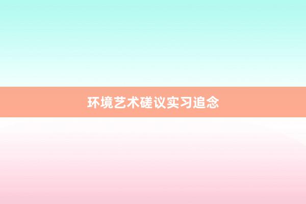 环境艺术磋议实习追念